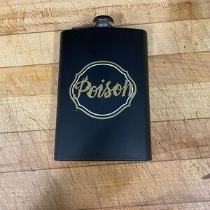 Black Flask with Gold 'Poison' Design